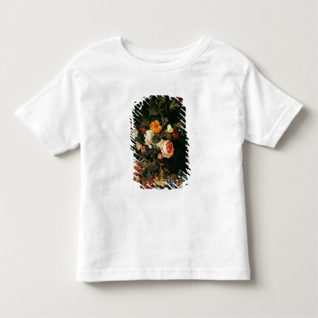 Camiseta Infantil Ainda vida com papoilas e rosas (Frente)