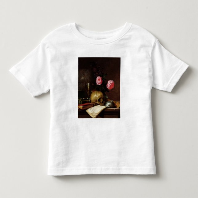 Camiseta Infantil Ainda vida com um crânio (Frente)