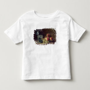 Camiseta Infantil Ainda vida com uma cesta dos pêssegos