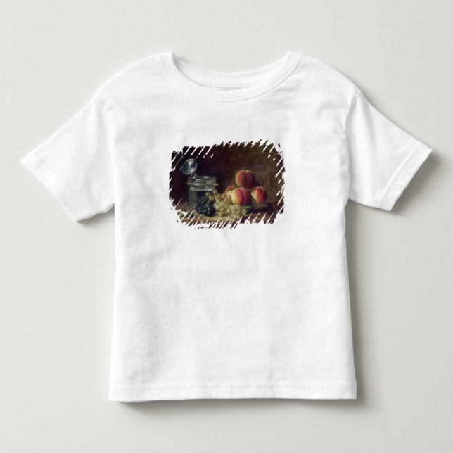 Camiseta Infantil Ainda vida com uma cesta dos pêssegos (Frente)