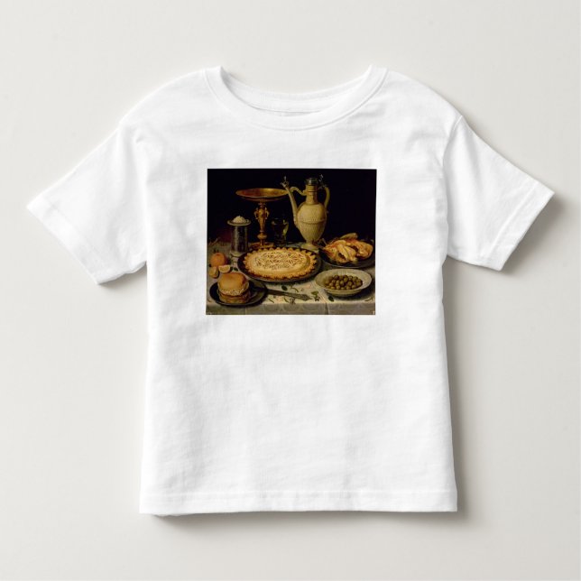 Camiseta Infantil Ainda vida com uma galdéria, uma galinha, um pão e (Frente)