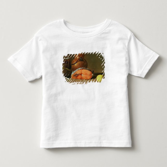 Camiseta Infantil Ainda vida com uma parte de salmões (Frente)