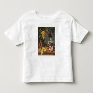 Camiseta Infantil Ainda vida com uvas, pássaros e flores