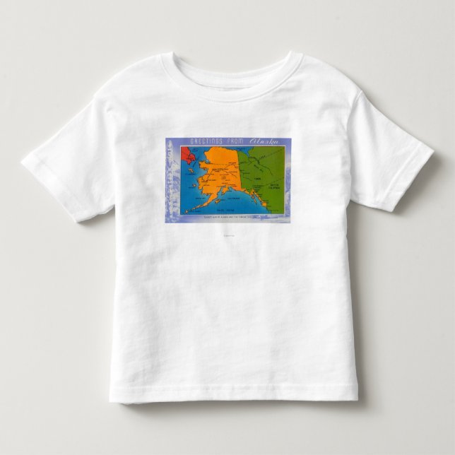 Camiseta Infantil AlaskaGreetings do mapa de Alaska (Frente)
