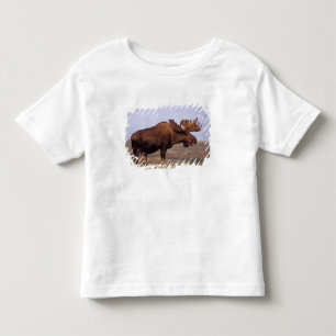 Camiseta Infantil alce, Alces alces, touro com grandes chifres