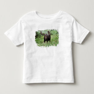 Camiseta Infantil Alce macho Alces alces) em flores silvestres,