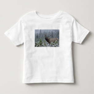 Camiseta Infantil Alce macho na neve chamando, bugling, Yellowstone