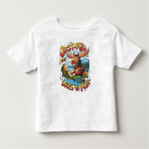 Camiseta Infantil Alce Majestoso Com Peixe: