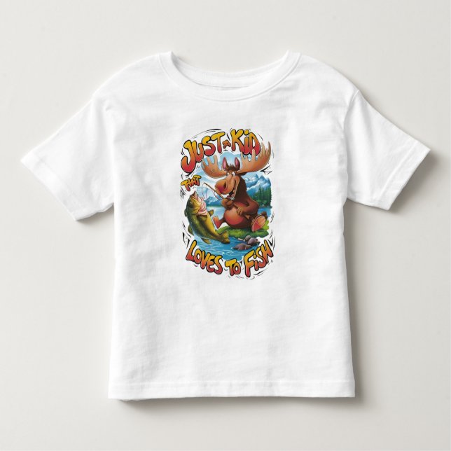 Camiseta Infantil Alce Majestoso Com Peixe: (Frente)