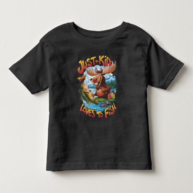 Camiseta Infantil Alce Majestoso Com Peixe: (Frente)