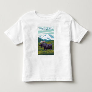 Camiseta Infantil Alces com MountainWyoming