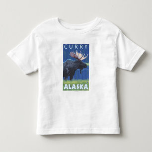 Camiseta Infantil Alces na noite - caril, Alaska