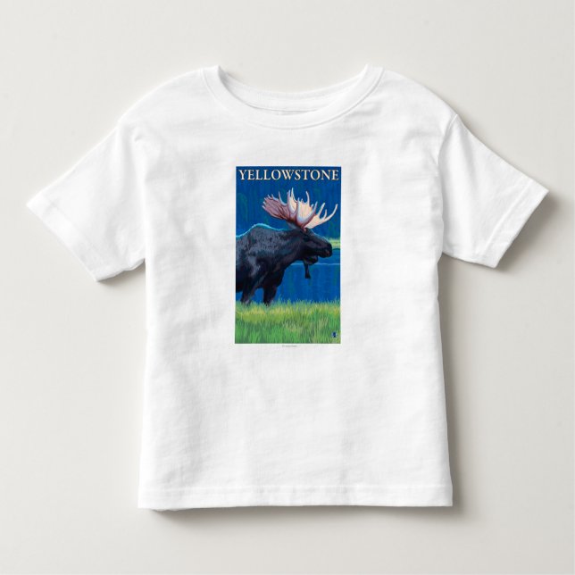 Camiseta Infantil Alces na noite - parque nacional de Yellowstone (Frente)