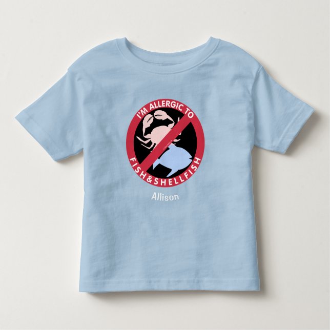 Camiseta Infantil Alergia À Alergia Dos Peixes-Marisco Personalizada (Frente)