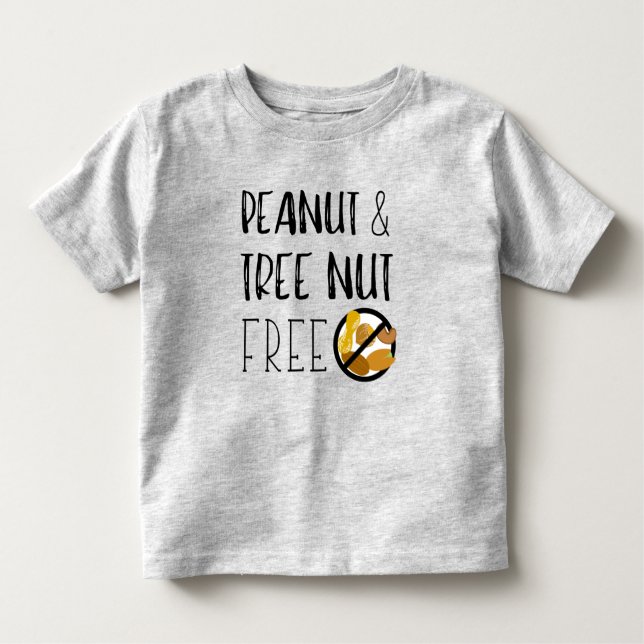 Camiseta Infantil Alerta de Alergia de Nut de amendoim e árvore sem  (Frente)