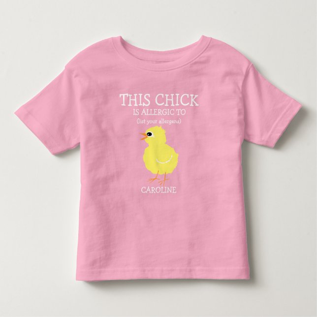Camiseta Infantil Alerta personalizado pintinho da alergia da páscoa (Frente)