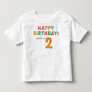 Camiseta Infantil Alfabeto Colorido de 2º Aniversário com Primeiro N