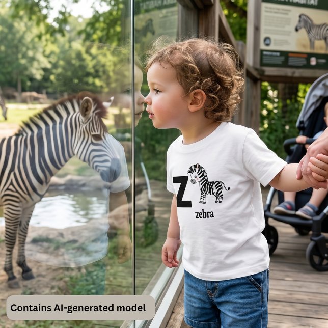 Camiseta Infantil Alfabeto de Zebra Fofo (Criador carregado)