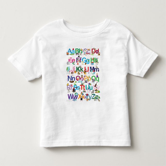 Camiseta Infantil Alfabeto do divertimento (Frente)