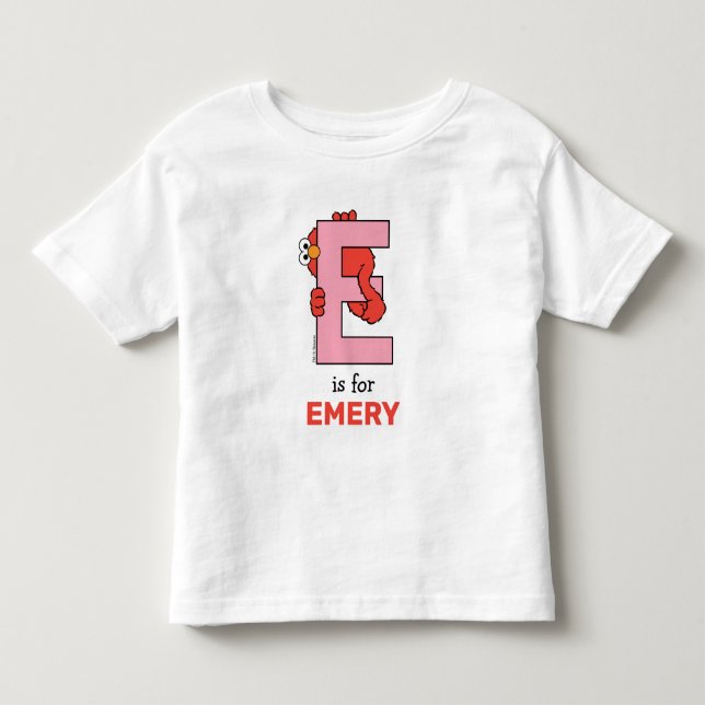 Camiseta Infantil Alfabeto do Elmo | E Rosa (Frente)
