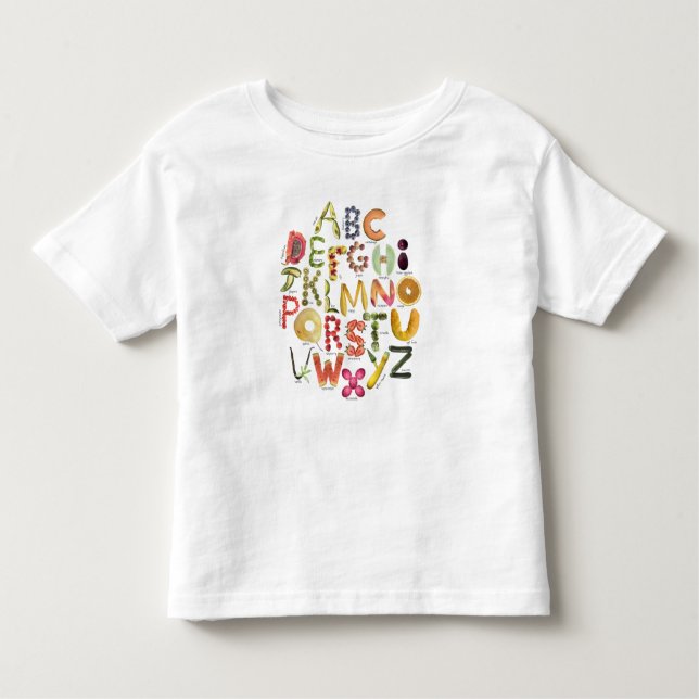 Camiseta Infantil Alfabeto fruta e Veggie - Comida ABC - (Frente)