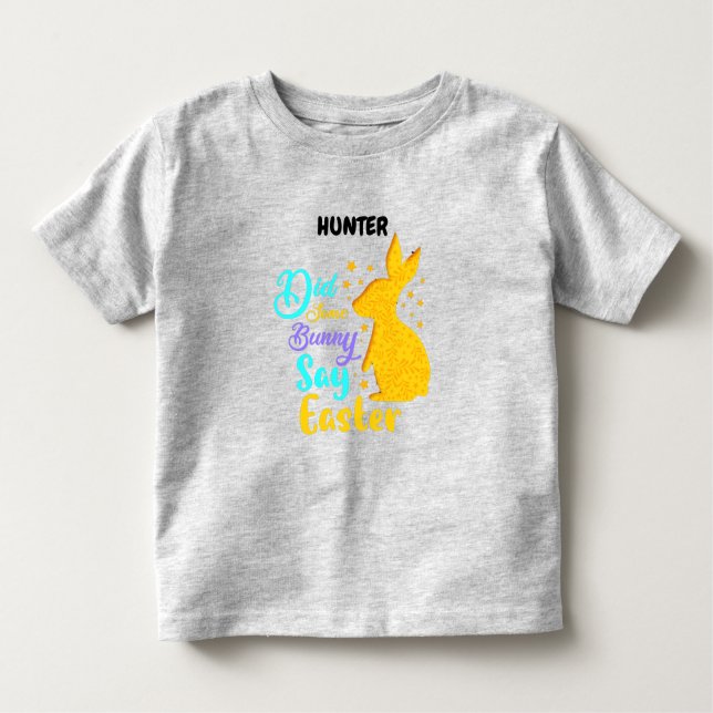 CAMISETA INFANTIL "ALGUM BUNNY DISSE PÁSCOA" PERSONALIZADO (Frente)