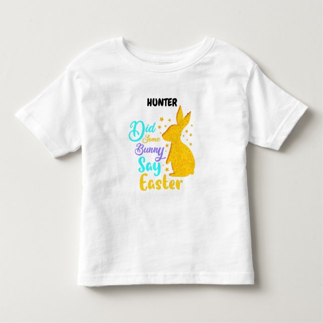 CAMISETA INFANTIL "ALGUM BUNNY DISSE PÁSCOA" TODDLER PERSONALIZADO (Frente)