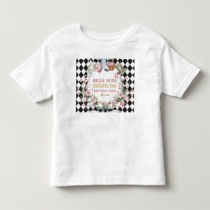 Camiseta Infantil Alice no País das Maravilhas Quadro de Flores 1º