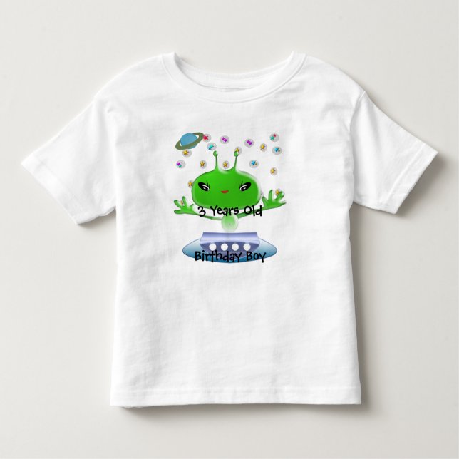 Camiseta Infantil Aliens de Espaço Exterior Verde e Bonito com Embar (Frente)