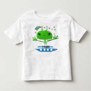 Camiseta Infantil Aliens de Espaço Exterior Verde e Bonito com Embar