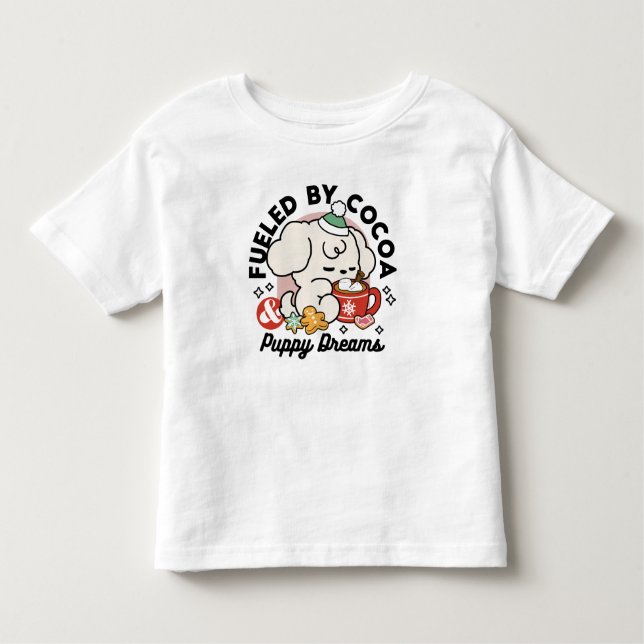 Camiseta Infantil Alimentado por Sonhos de Cacau e Cãozinho - Cachor (Frente)