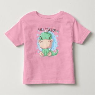 Camiseta Infantil Alligador De Cuta Para Crianças, T-Shirt