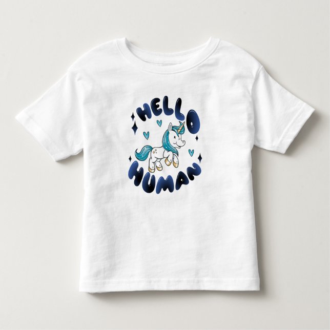 Camiseta Infantil Alô humano Adorável Unicorn (Frente)