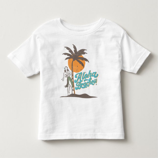 Camiseta Infantil Aloha Beaches Hula Girl Hawaii Retro (Frente)