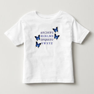 Camiseta Infantil Alphabet Butterfly Unisex Cute T-Shirt