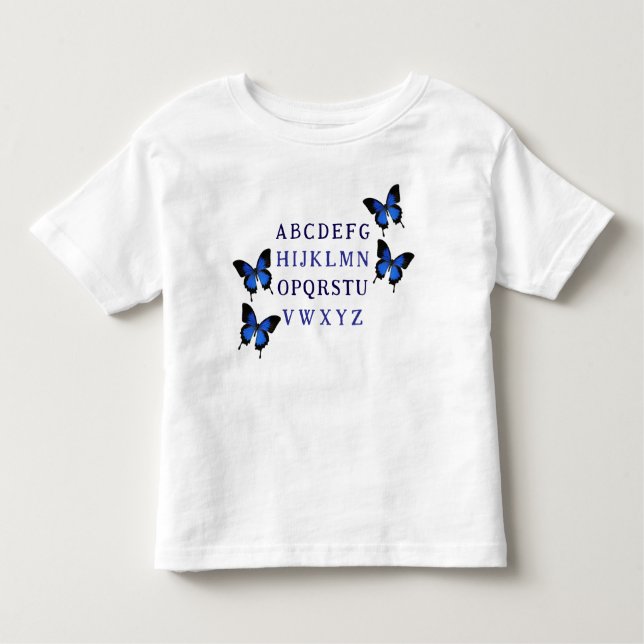 Camiseta Infantil Alphabet Butterfly Unisex Cute T-Shirt (Frente)