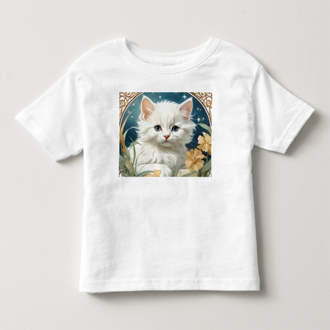 Camiseta Infantil Alphonse Mucha Art Nouveau Kitten (Frente)