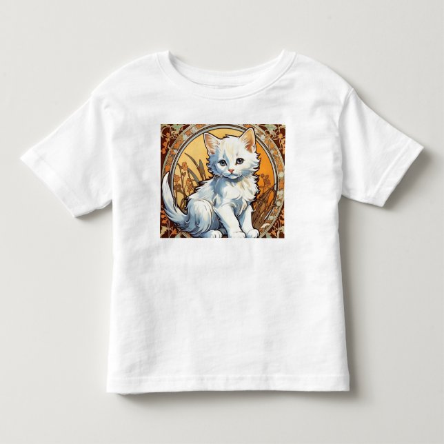 Camiseta Infantil Alphonse Mucha Style Cat (Frente)