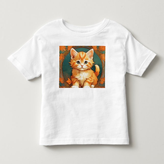 Camiseta Infantil Alphonse Mucha Style Orange Cat (Frente)