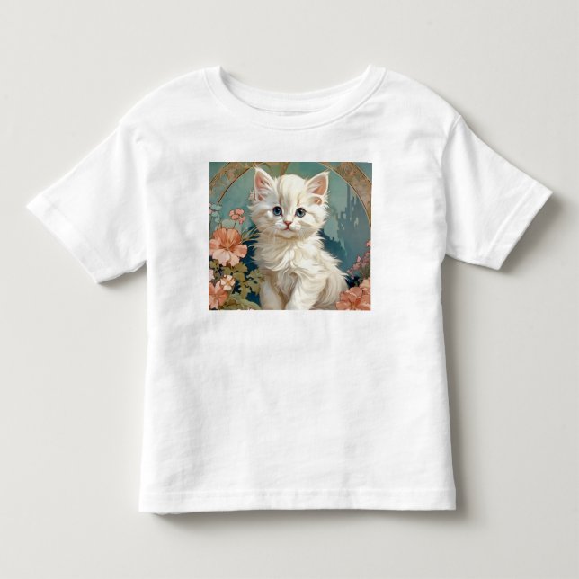 Camiseta Infantil Alphonse Mucha Style White Cat (Frente)