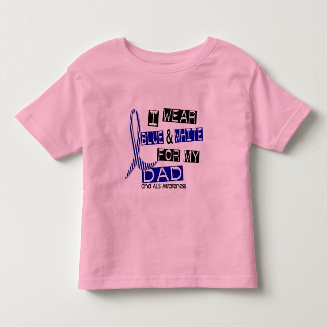 Camiseta Infantil ALS eu visto o azul e o branco para meu pai 37 (Frente)
