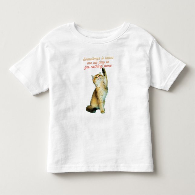 Camiseta Infantil Amante de Gato Preguiçoso Engraçado Fofo Gato (Frente)