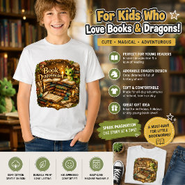 Camiseta Infantil Amante de Livros com Dragão Fofo