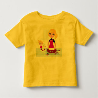 Camiseta Infantil Amarelo do t-shirt da CRIANÇA com mãe do cozinhar