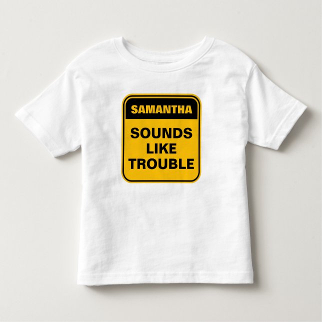 Camiseta Infantil Amarelo engraçado parece encrenca personalizar cri (Frente)