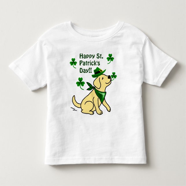 Camiseta Infantil Amarelo Labrador do dia de St Patrick (Frente)