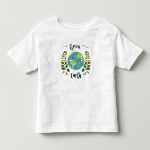 Camiseta Infantil Ambiente mundial - Terra sorridente com Terra Verd