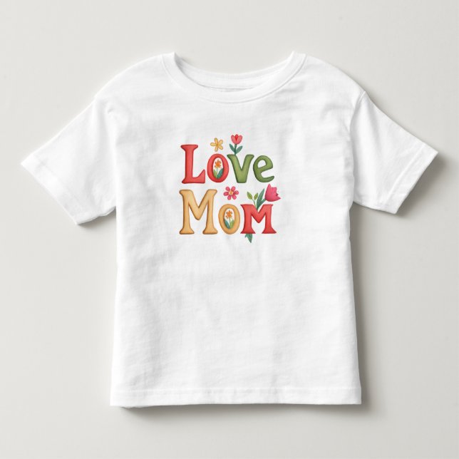 Camiseta Infantil Ame o texto da mãe com flores (Frente)