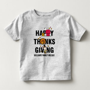 Camiseta Infantil Amendoins Combinação de Ação de Graças Feliz