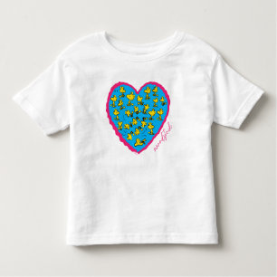 Camiseta Infantil Amendoins   Coração Azul-Woodstock